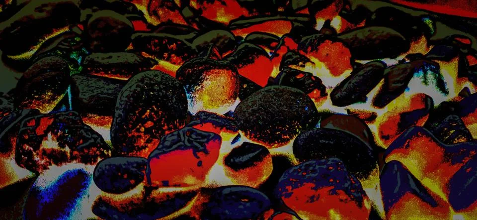 Coals in a fire - creative drawing. Illustrazione stock