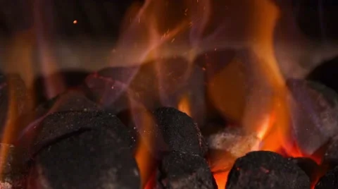 Coals fired in slow motion Stock Footage 67862942