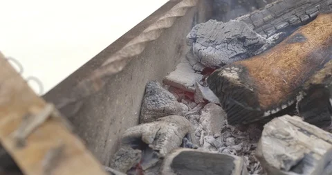 Coals in the grill, smoke Stock-Footage 111368591