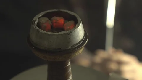 Coals for a hookah pipe heating Stock Footage 102529003