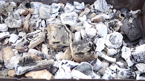 Coals smolder in the barbecue Stock Footage 73851209