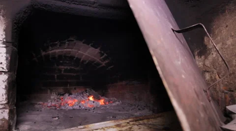 Coals in the stove with an open Stock Footage 44219699