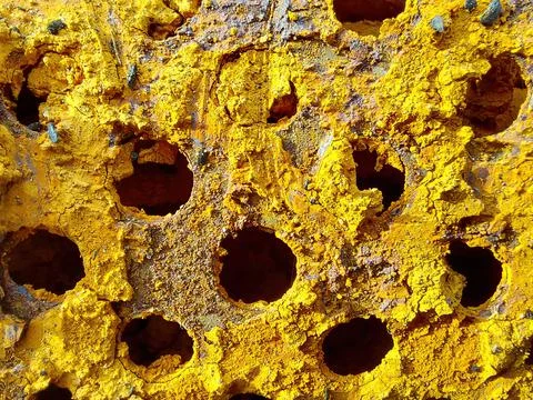 Coarse Filter Grid Showing Yellow Sediment in Industrial Setting Stock Photos