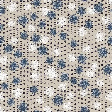 Coarse linen canvas texture pattern with flowers Stock Illustration