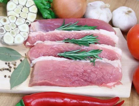 Coarsely cut pork Stock Photos
