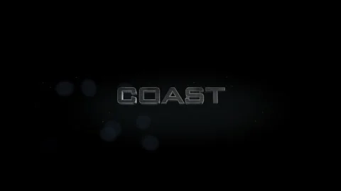 Coast 3D title metal text on black alpha channel background Stock Footage 256457092