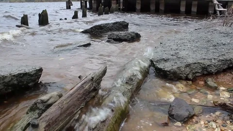 Coast and old pier 2 Stock Footage 81264978