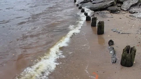 Coast and old pier Stock Footage 81264952