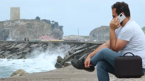 Coast and talking phone Video stock 238014734