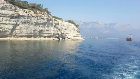 Coast of Antalya. View from the sea Stock-Footage 85706331