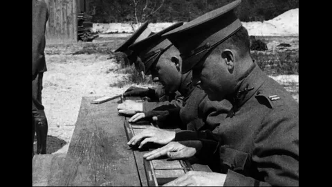 Coast Artillery Officers Figuring The Elevation Of An Airplane Stock Footage 94097376