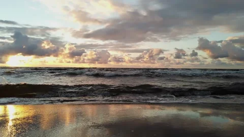 Coast of the Baltic Sea during a storm. Sunset, Stock Footage 197453822