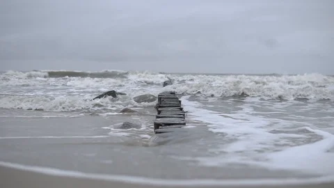 Coast of the Baltic Sea. Sea waves. Stock Footage