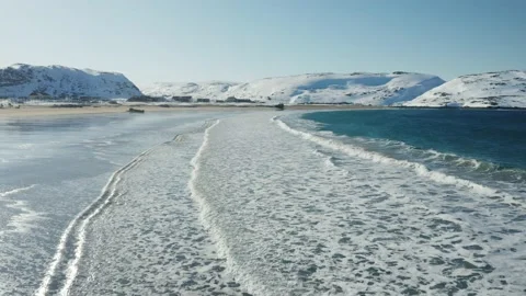 Coast of the barents sea in Murmansk view from a drone Stock Footage 221932452