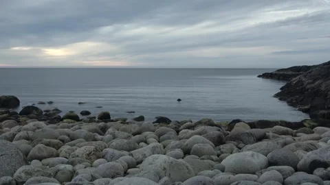 The coast of the Barents Sea on a summer evening, Teriberka, Murmansk region Video stock 285850760