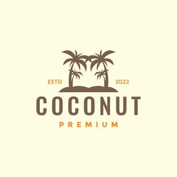Coast beach coconut trees sand relax holidays hipster logo design vector Stockillustratie