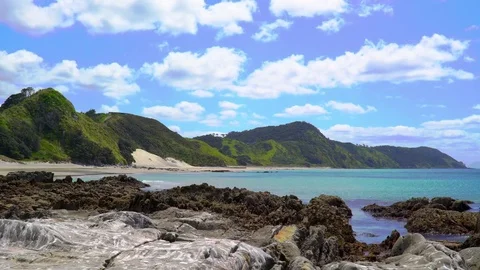 Coast with beach Time Lapse Stock Footage 85425973