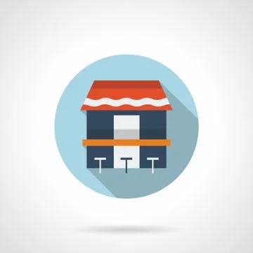 Coast cafe flat round vector icon Stock Illustration