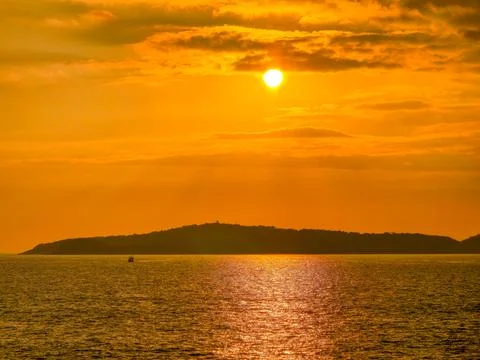 Coast in Cap d'Ail during a sunset, Cote d'Azur, France Stock Photos