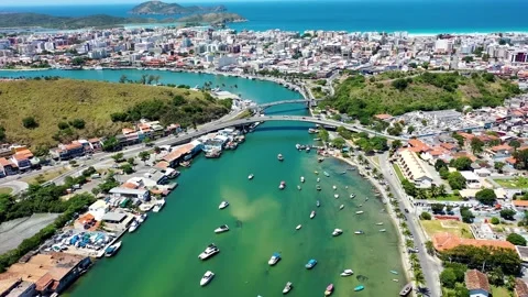 Coast city of Lakes Region tourism landmark of Rio de Janeiro Brazil. Stock Footage 166534057