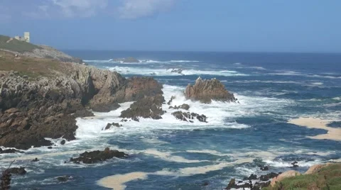 The coast of A Coruna, Spain. Stock Footage 67172179