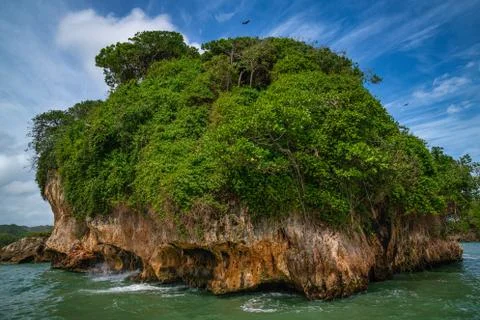 Coast is dotted with small islets Stock Photos