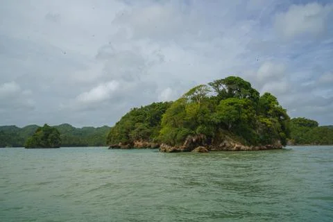 Coast is dotted with small islets Samana peninsula Stock Photos