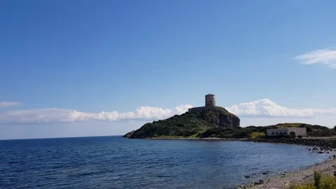 Coast in front of Nora, Sardinian old town Stock Footage 201779664