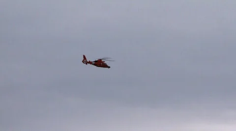 Coast Gaurd helicopter Stock Footage