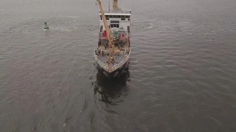 Coast Guard Boat Drone View 4K Rhode Island Video stock 110924933