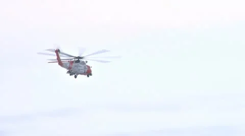 Coast Guard Chopper Flies Away Stock Footage 10604199
