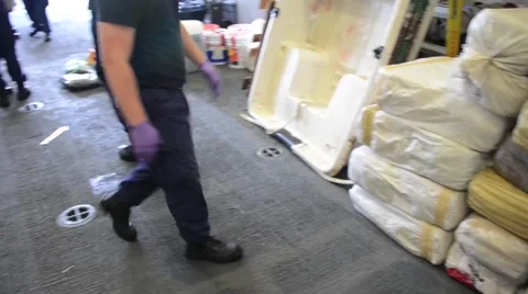 Coast Guard Cutter Stratton offloads 12,000 pounds of seized marijuana Stock Footage 40938978