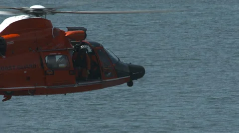 Coast Guard Helicopter Hovers, Rescue Stock Footage 65748151