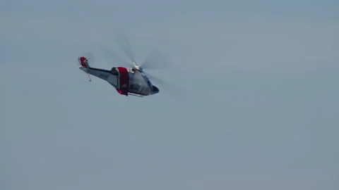 Coast Guard Helicopter Performs Aerial Maneuvers 스톡 동영상 329681250