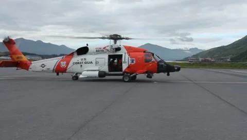 Coast Guard Helicopter ready for flight (HD) c Stock Footage 8553680