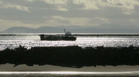 Coast Guard Hovercraft, Fraser River Stock Footage