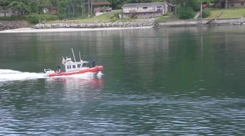 Coast Guard with Machine Gun Stock Footage 56595648