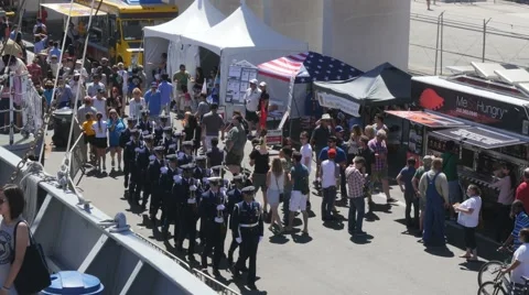 Coast Guard March Procession Stock Footage 50032377