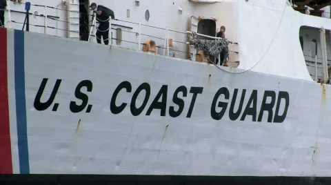 Coast Guard Navy ship zoom out M HD Stock Footage 115492