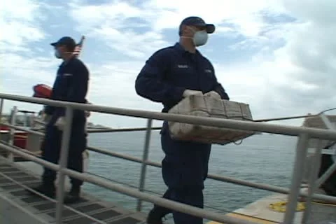 Coast Guard offloading Cocaine Video stock 12655651