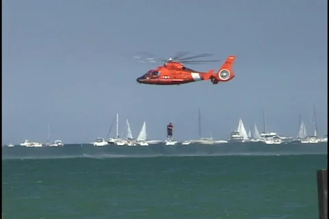 Coast Guard Pulls up Drowning Victim Stock Footage 297169