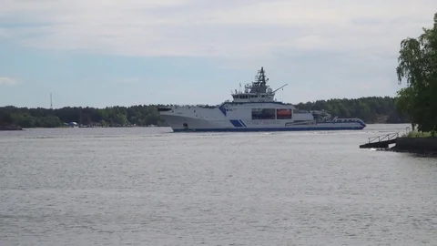 Coast guard ship of Finland in Helsinki harbor Stock Footage 97652053