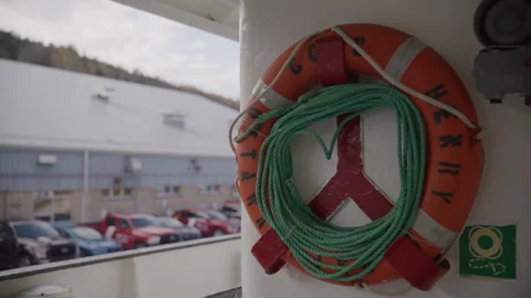 Coast guard ship overlooking the bay of St Johns in Newfoundland Canada Stock Footage 331343748