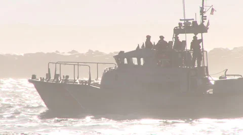 Coast Guard Speed Boat Stock Footage 34469670
