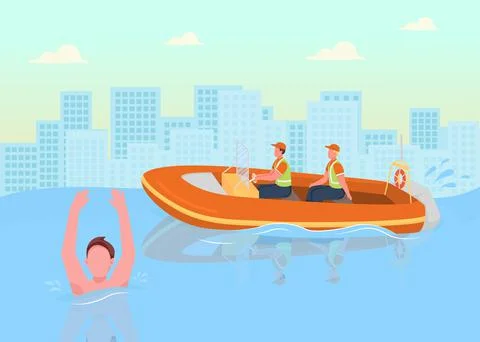 Coast guards flat color vector illustration Illustrazione stock