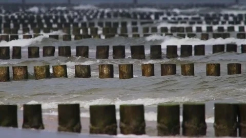 Coast hel poland waves running on the shore slow motion Stock Footage 292408994