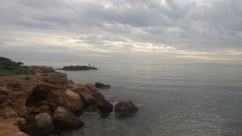 The coast of ibiza a cloudy day Stock Footage 102550706