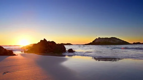 Coast landscape at sunset Stock Footage 64229250