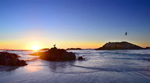 Coast landscape at sunset Stock Footage 64229280
