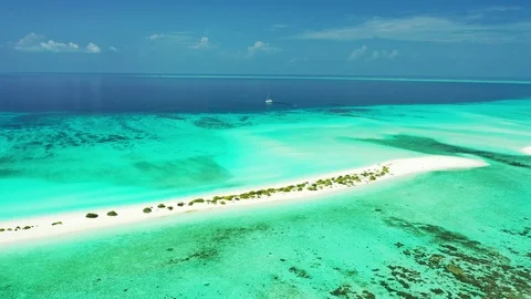Coast Line of a tiny Island in the Caribbean. With a little bit of Green Video stock 110808696